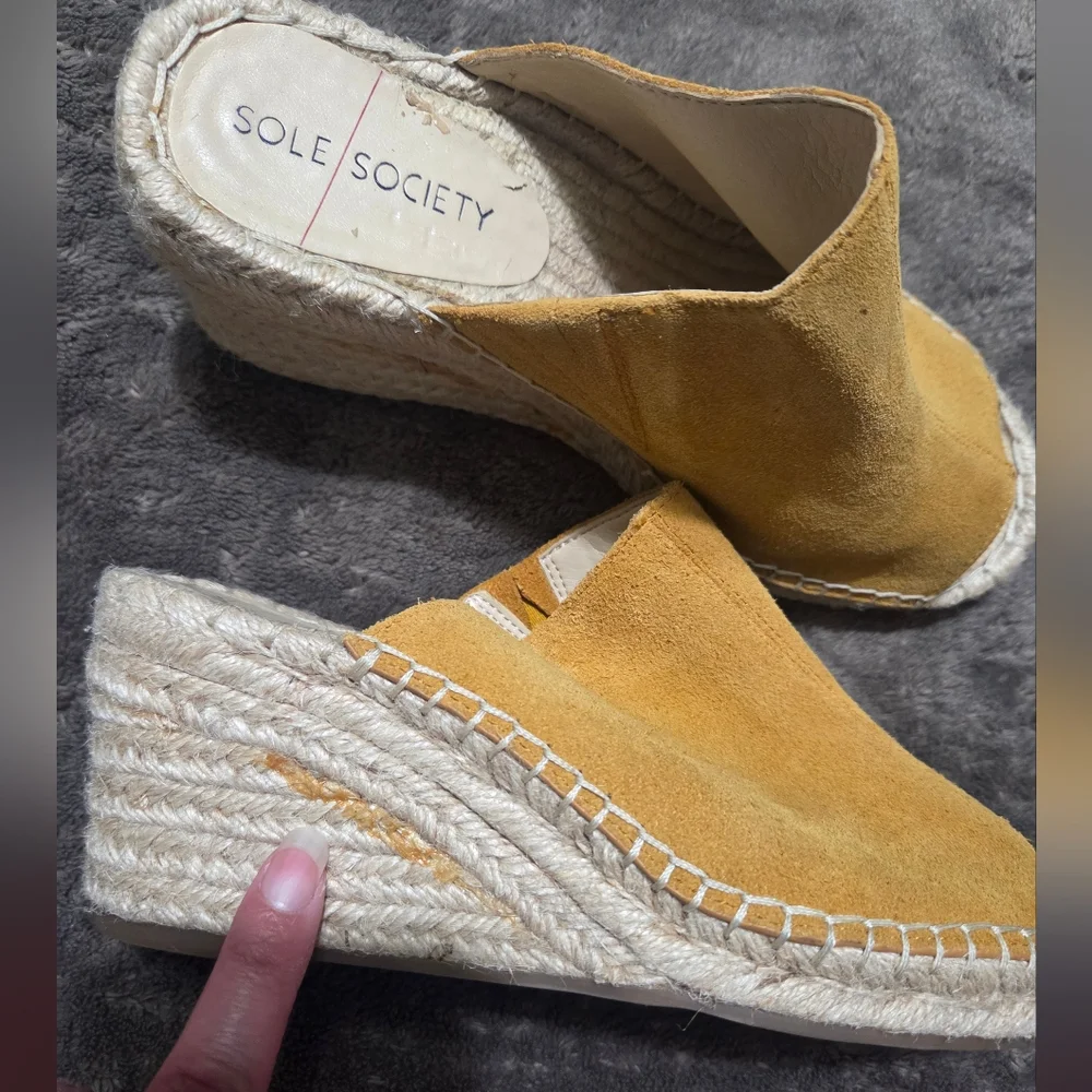 Sole Society Caleena Wedge Espadrille Camel Size 7.5 Boho Resortwear Summer